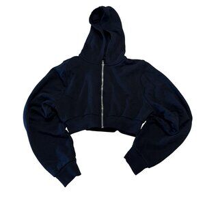 ALO Yoga Sweet Escape Black Zip Up Crop Hoodie Sweater Women's Size X-Small